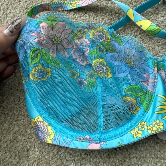 NWT Savage X Fenty Mod Poppy Unlined Lace Balconette Bra, 32DD & Short, M - Picture 6 of 10